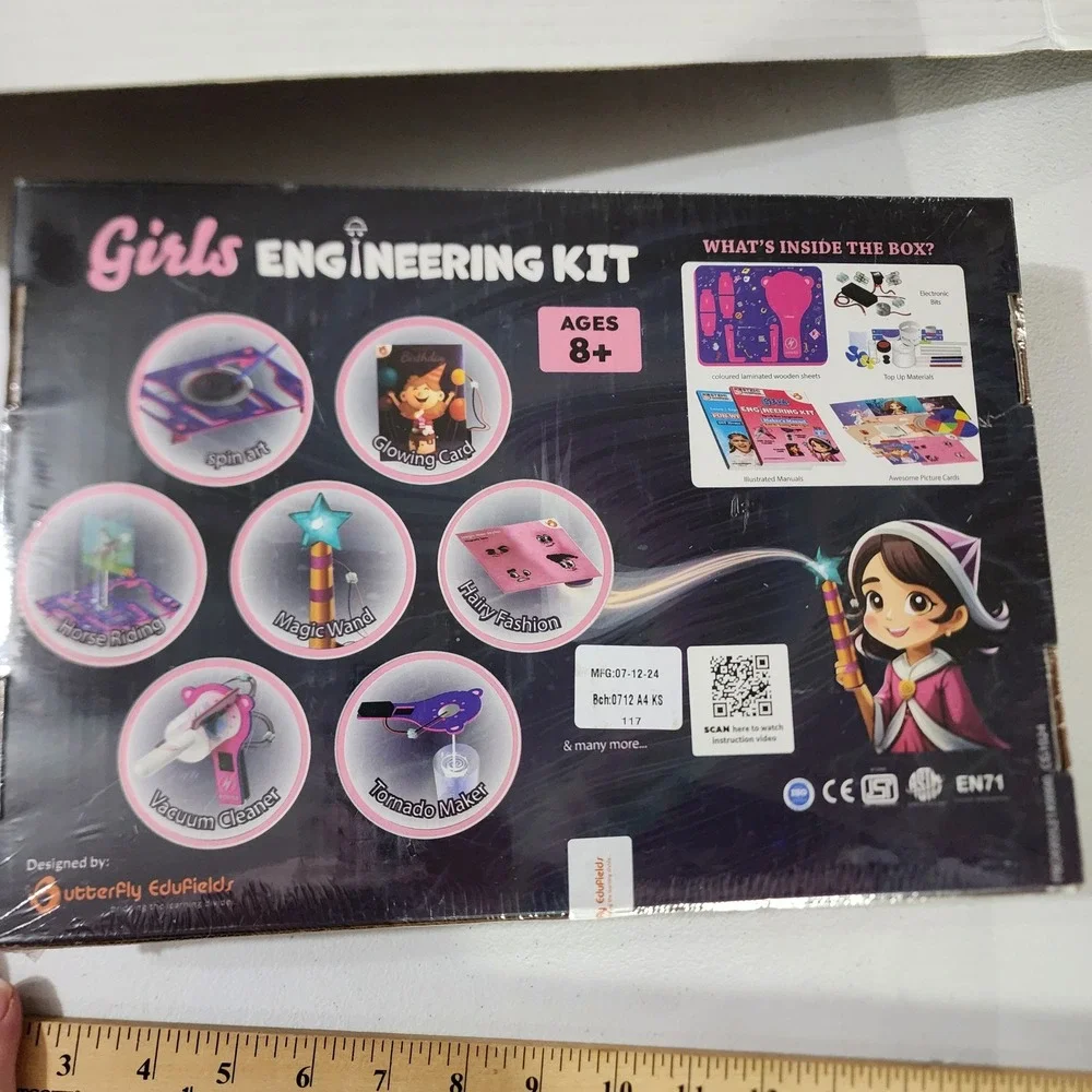 Butterfly Edufields Girls Engineering Kit 100+ STEM Projects Ages 8+ 521 New